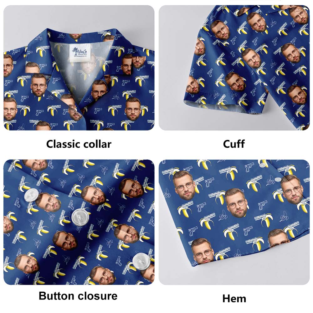 Funny Custom Face Banana Gun Hawaiian Shirt