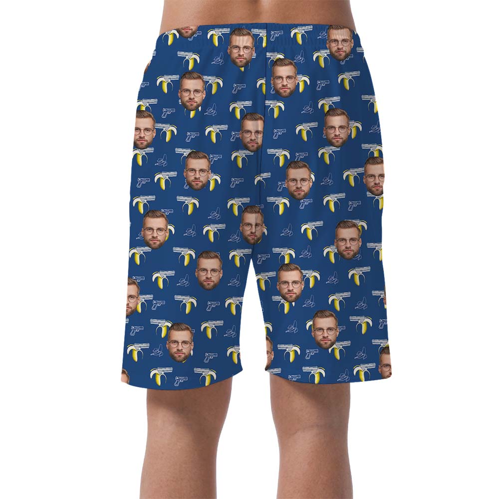 Custom Face Banana Gun Men's Hawaiian Shorts