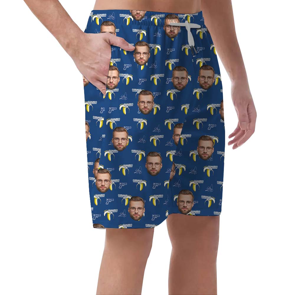 Custom Face Banana Gun Men's Hawaiian Shorts