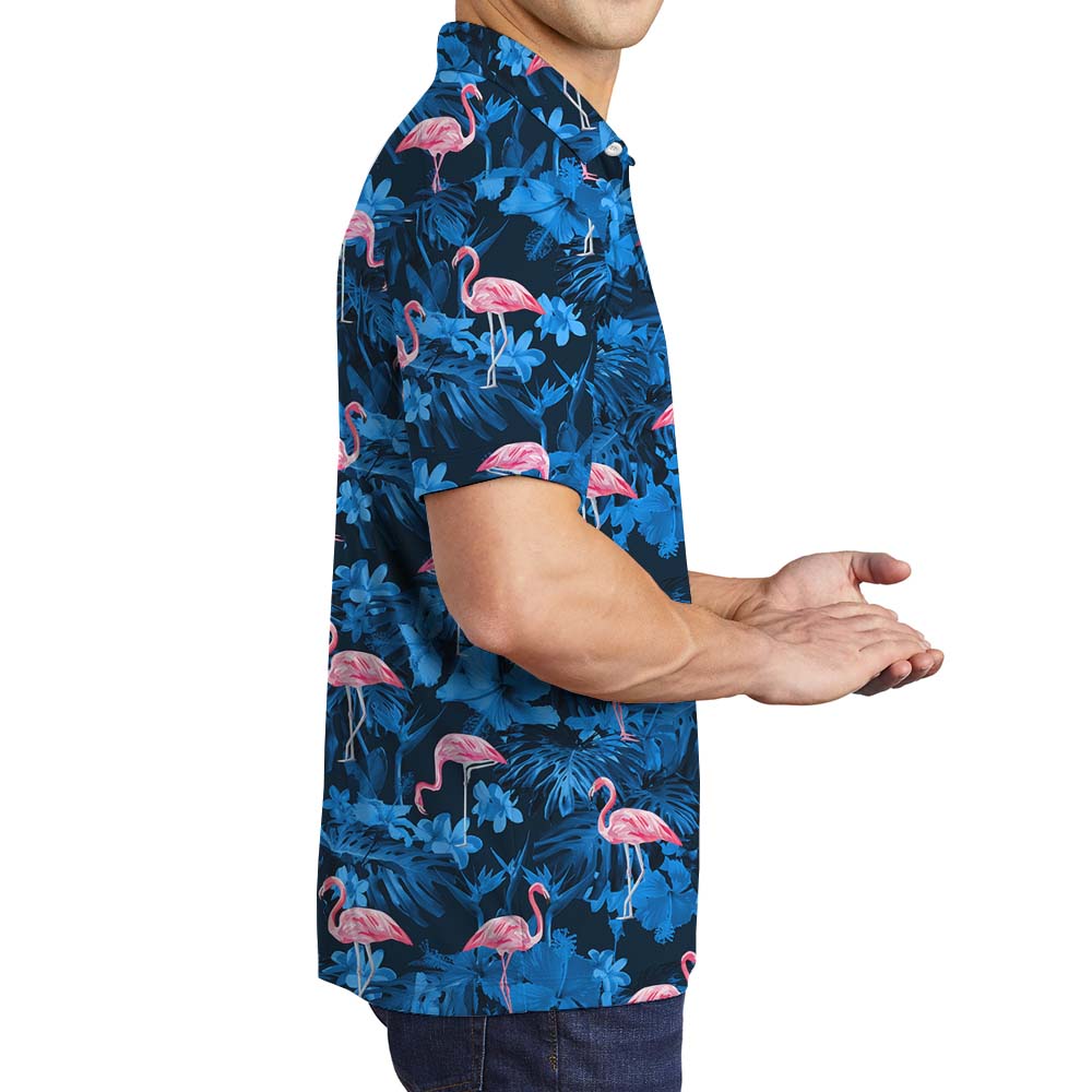 Flamingo Print Beach Men's Polo Shirt With Tropical