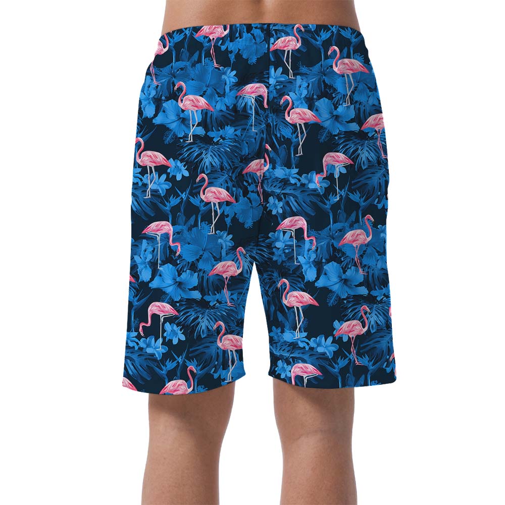 Tropical Blue Flamingo Men's Swim Trunks