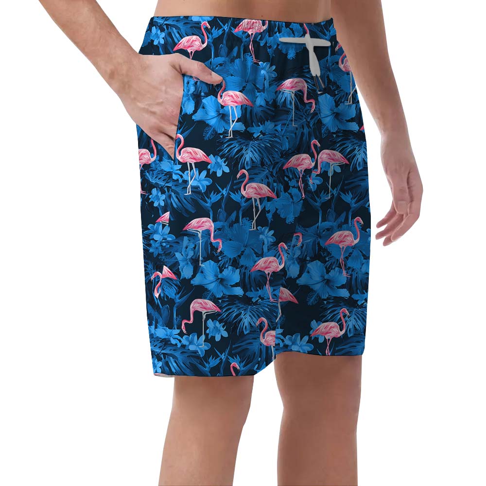 Tropical Blue Flamingo Men's Swim Trunks