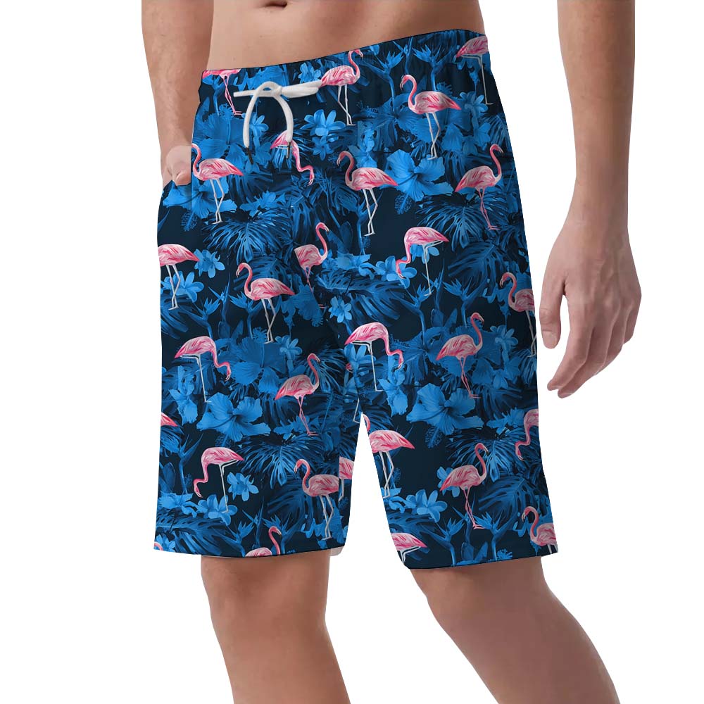 Tropical Blue Flamingo Men's Swim Trunks