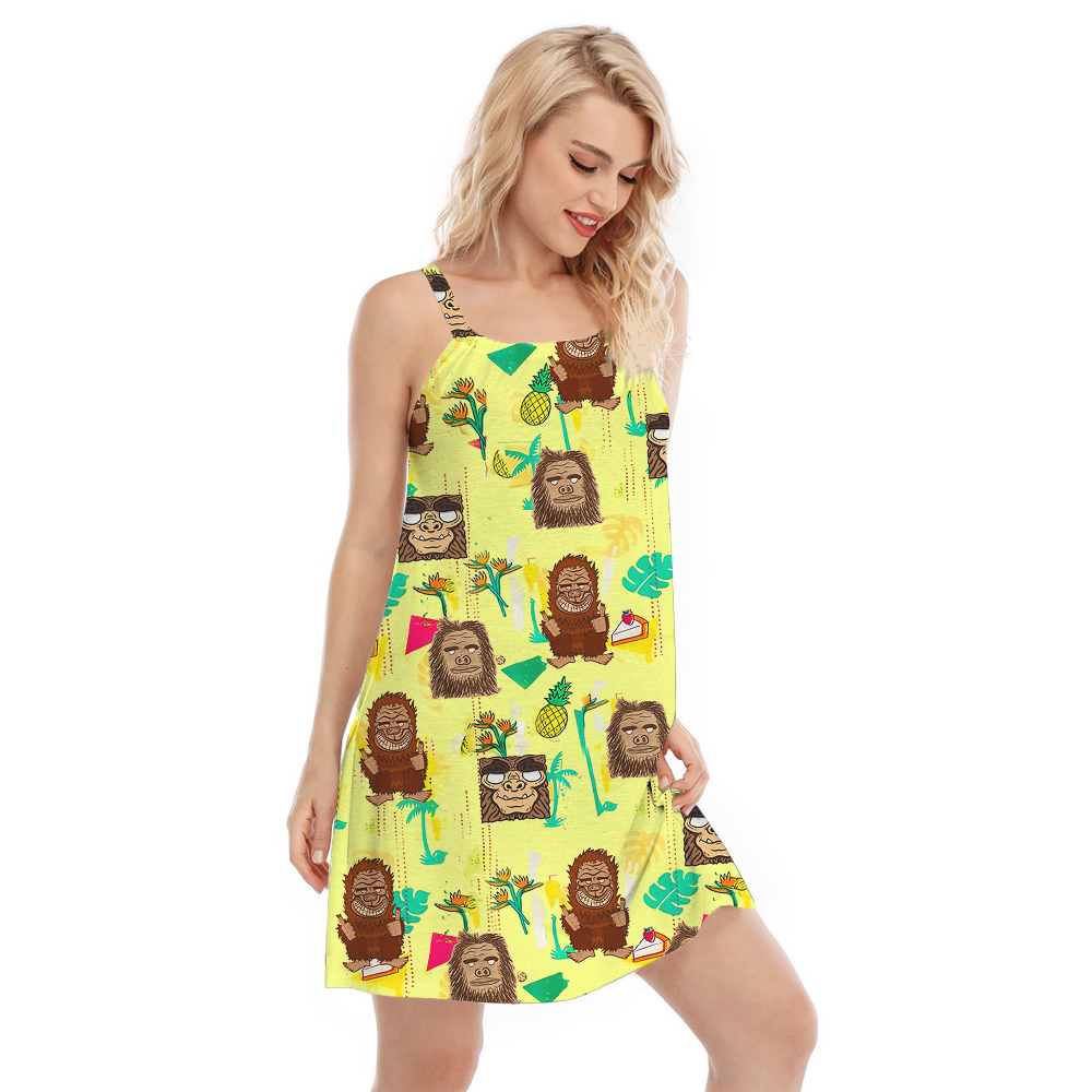 Cute Tiki Sasquatch Aloha Dress For Women