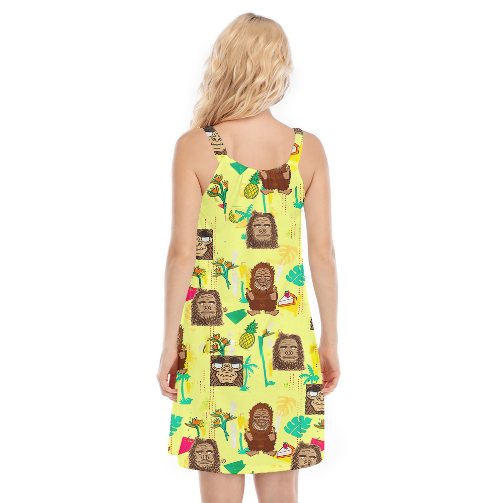 Cute Tiki Sasquatch Aloha Dress For Women
