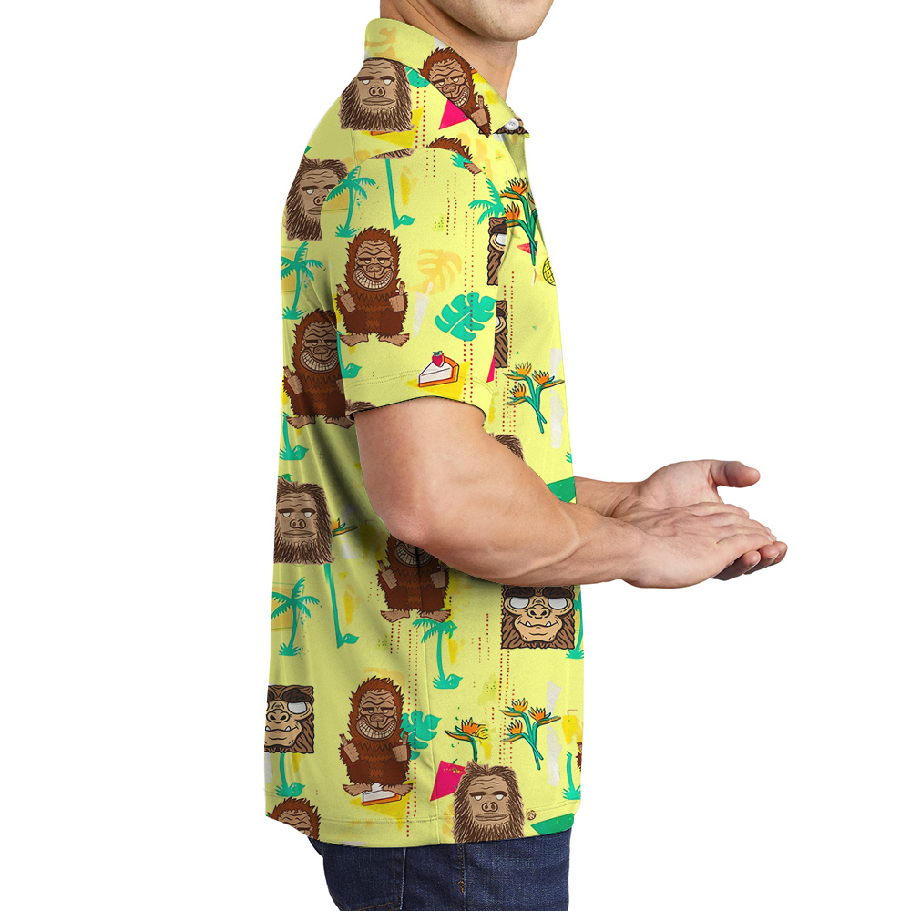Cute Tiki Bigfoot Pineapple Hawaiian Polo Shirt