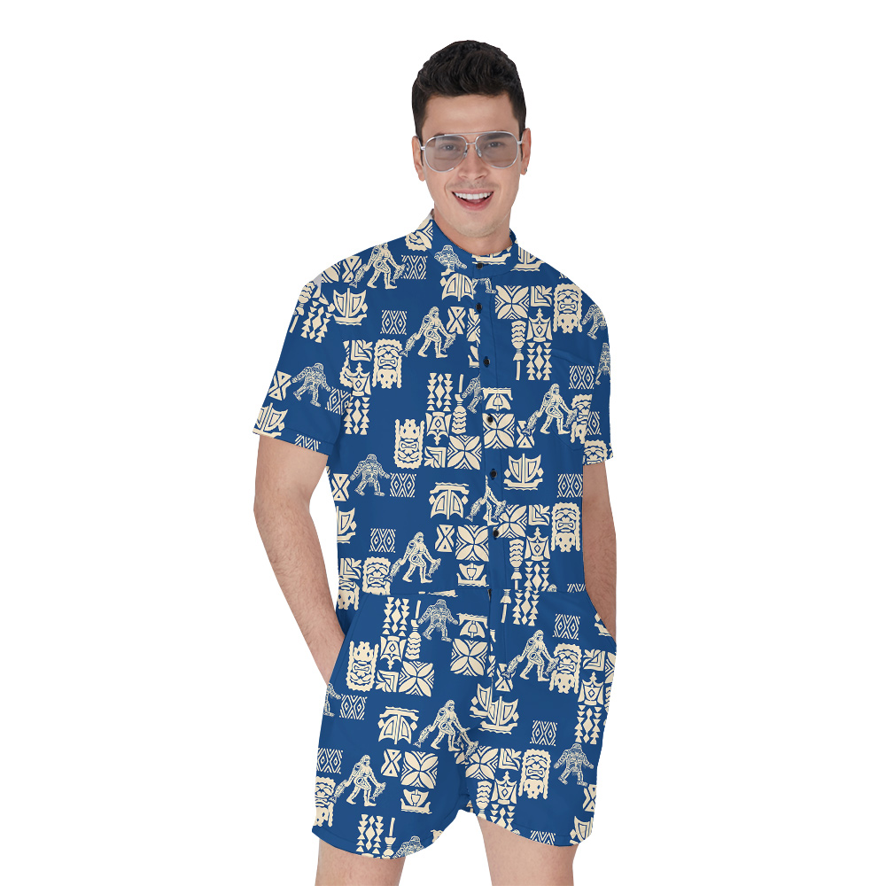 Cool Sasquatch Vintage Navy Men's Hawaiian Romper - variant image 1