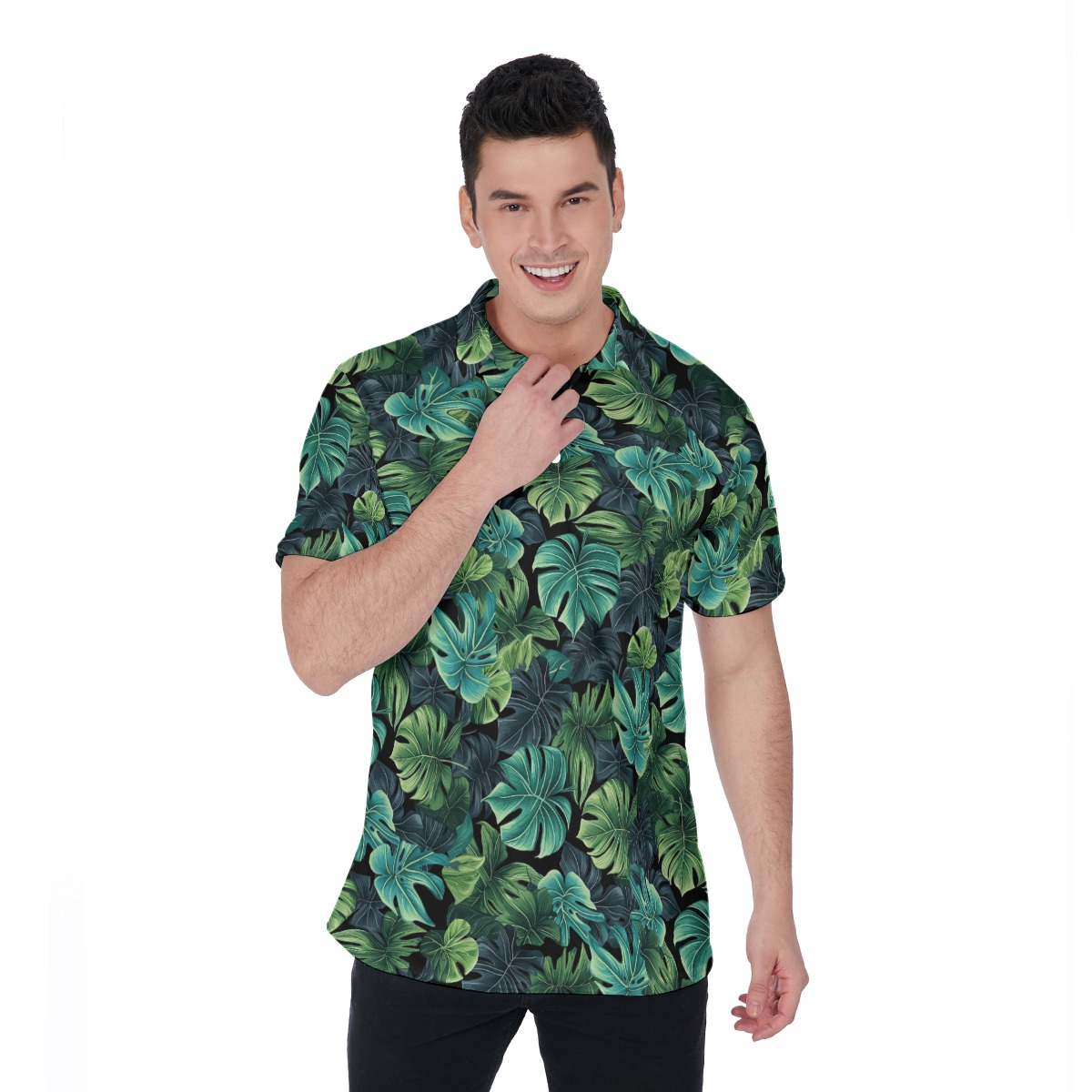Custom Family Name Tropical Camping Bigfoot Hawaiian Polo Shirt - variant image 1