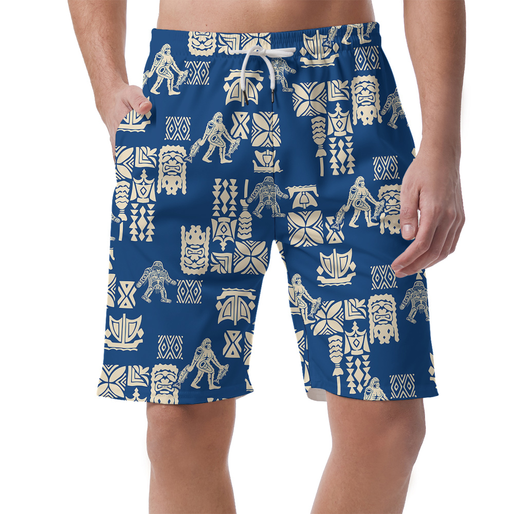 Vintage Sasquatch Navy Aloha Beach Shorts For Men - variant image 1
