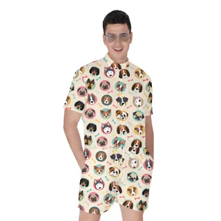 Sandy Paws Summer Hawaiian Men Romper for Dog Lovers