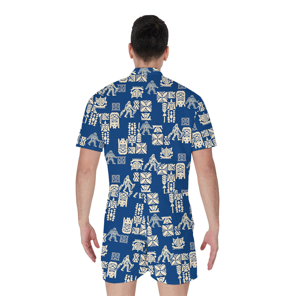 Cool Sasquatch Vintage Navy Men's Hawaiian Romper