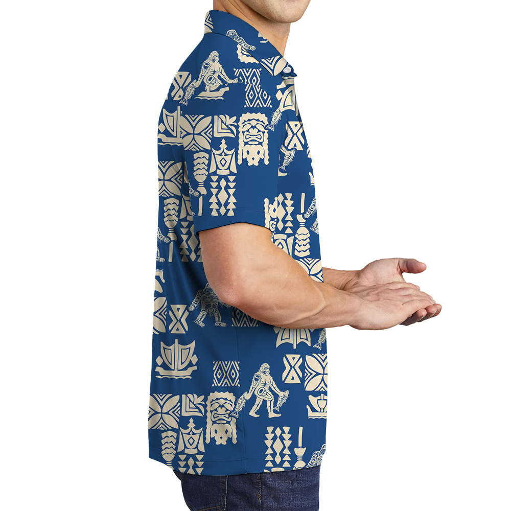 Cool Sasquatch Navy Aloha Polo Golf Shirt