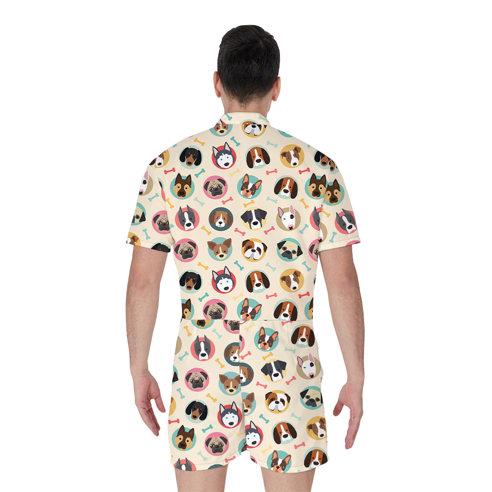 Sandy Paws Summer Hawaiian Men Romper for Dog Lovers