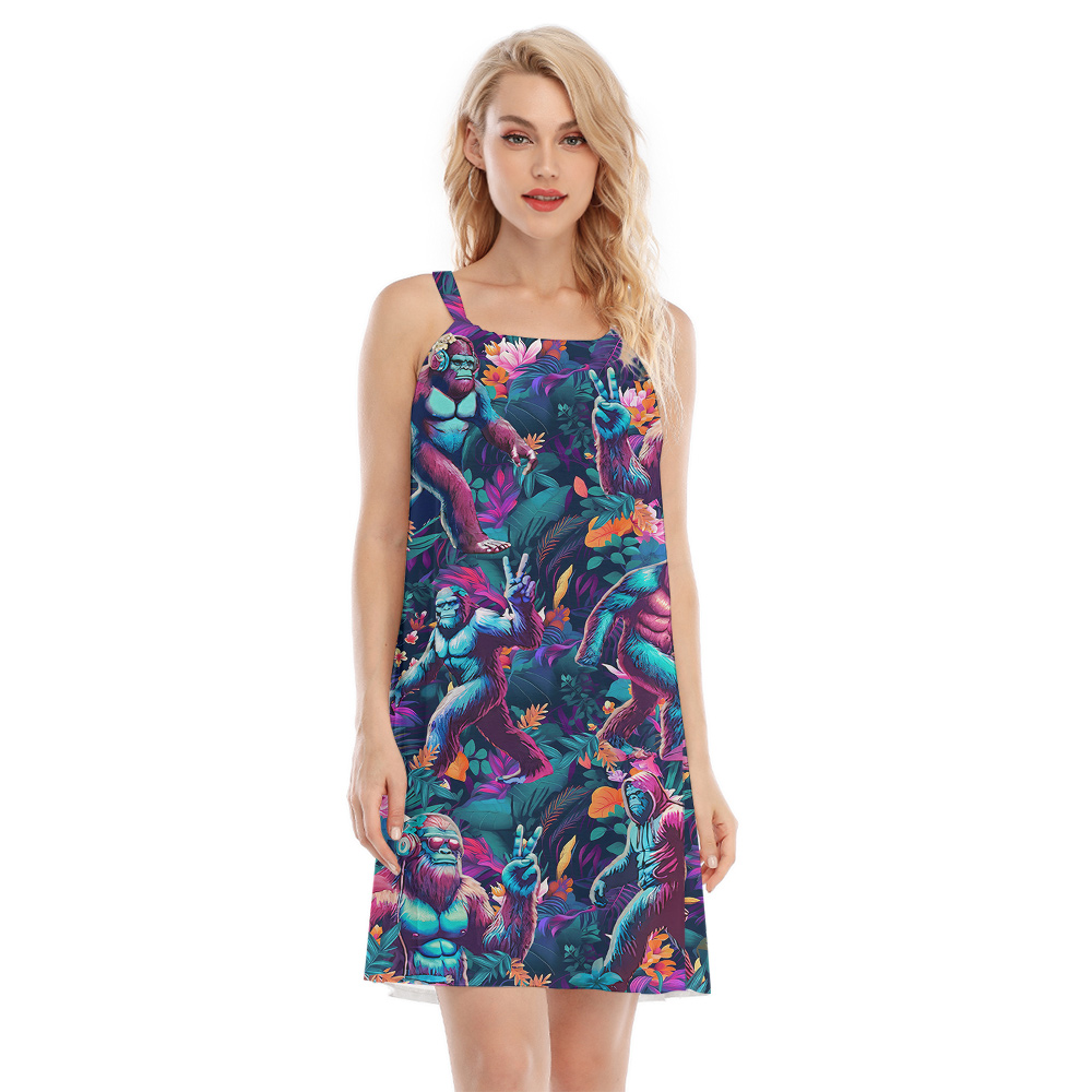 Purple Tropical Bigfoot Hawaiian Cami Dress - variant image 1