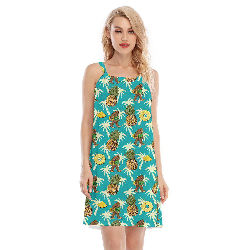 Funny Bigfoot Pineapple Blue Hawaiian Cami Dress - variant image 1