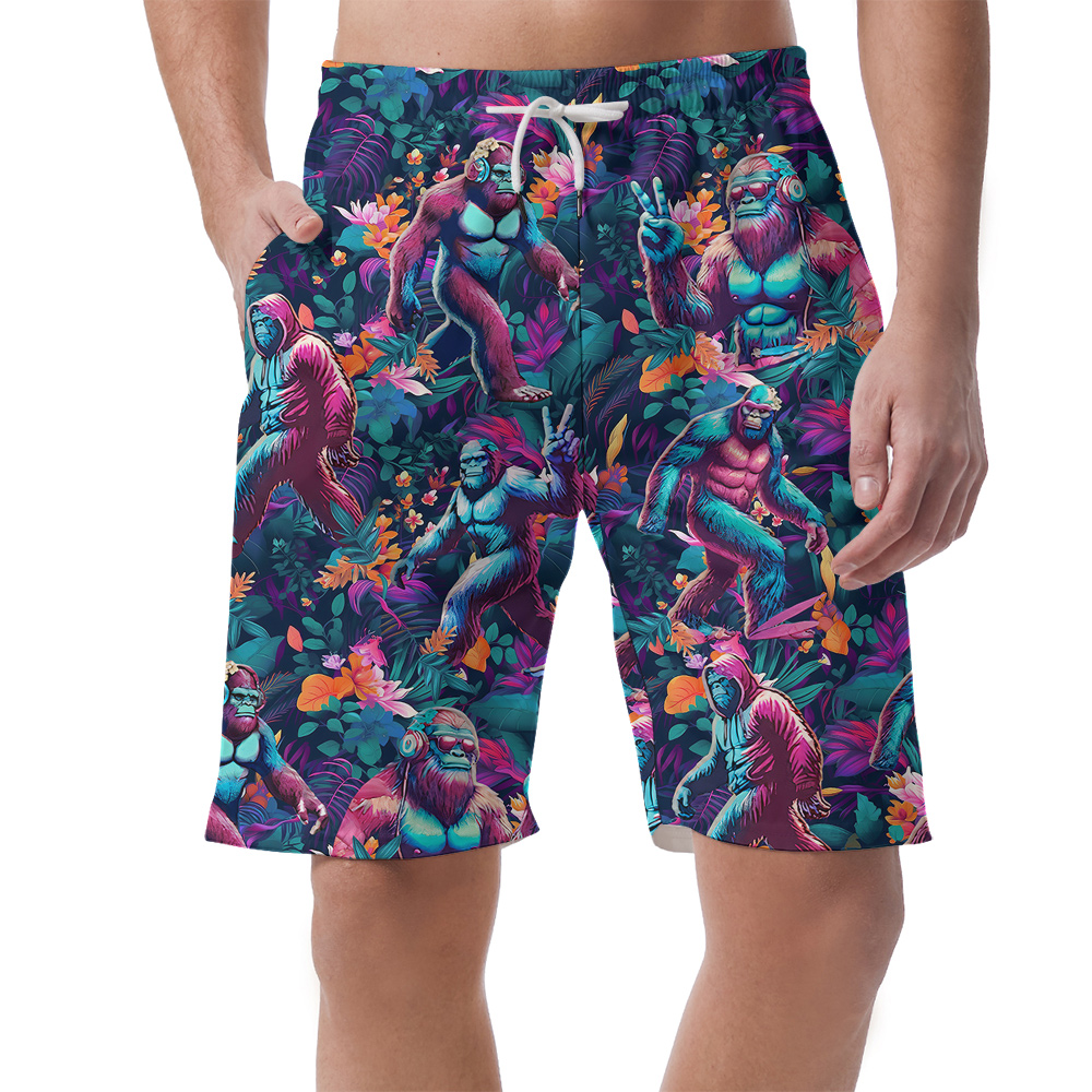 Cool Bigfoot Tropical Aloha Beach Shorts For Men - variant image 1