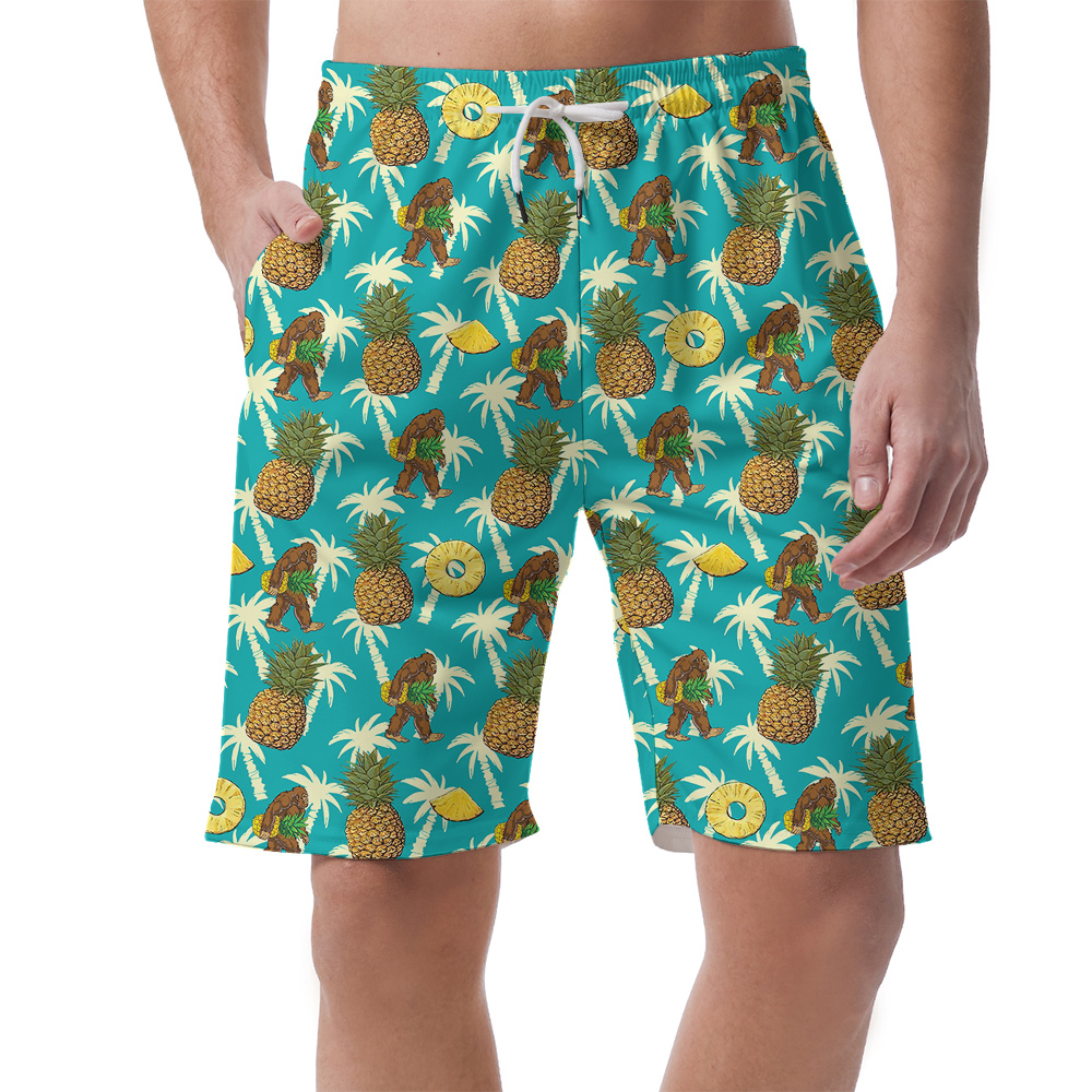 Funny Sasquatch Pineapple Blue Hawaiian Summer Shorts For Men - variant image 1