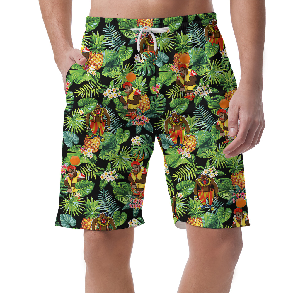 Cute Sasquatch Clown Tropical Pineapple Hawaiian Beach Shorts For Men - variant image 1