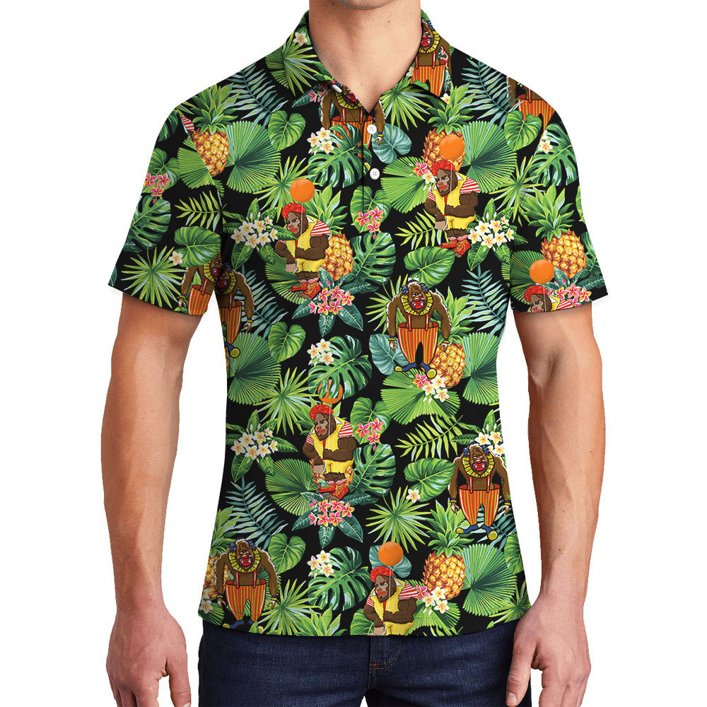 Funny Sasquatch Clown Tropical Hawaiian Polo Golf Shirt - variant image 1