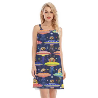 Outer Space Pooch Custom Hawaiian Cami Dress with Dog Face