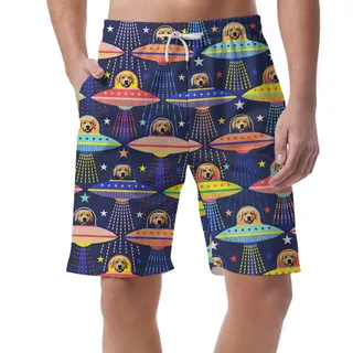 UFO and Doggie Custom Hawaiian Short with Dog Face
