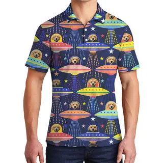 Dog Star Voyagers Custom Hawaiian Polo Shirt with Dog Face
