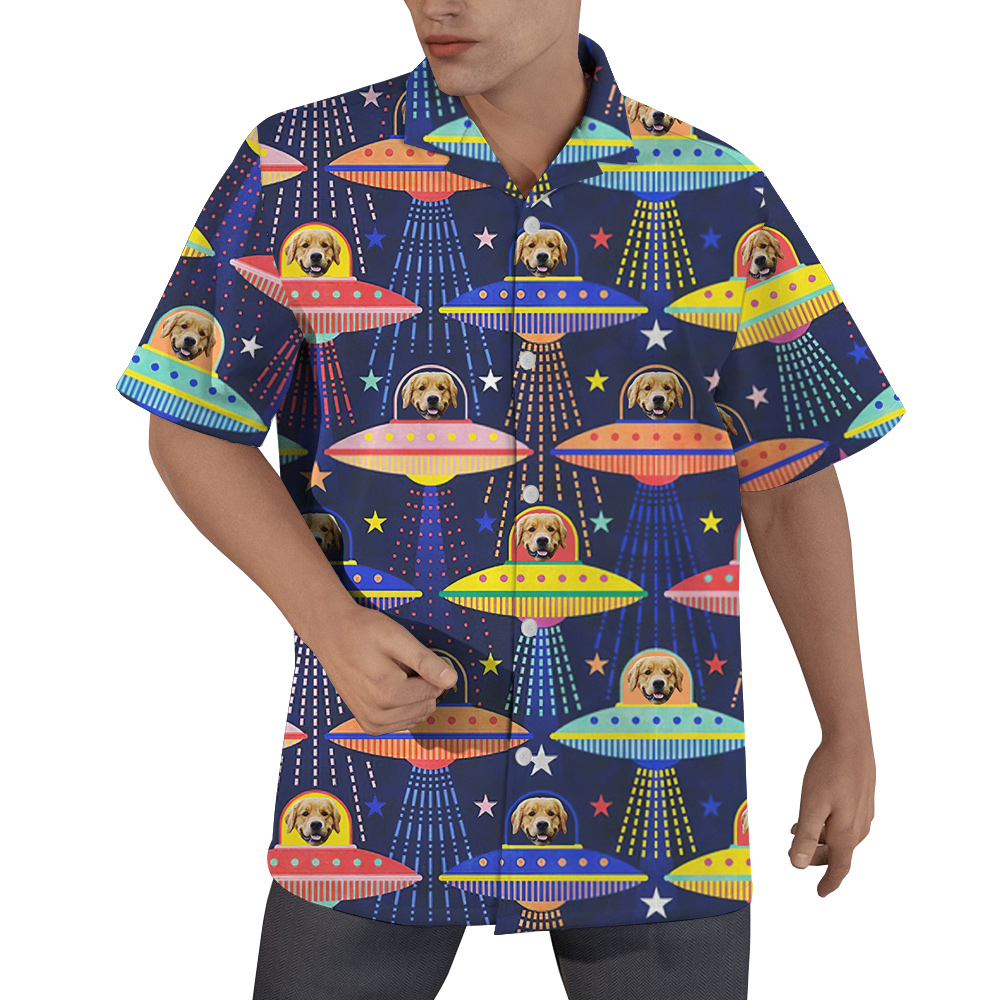 Dog Star Voyagers Custom Hawaiian Men Shirt with Dog Face - variant image 1