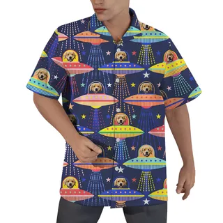 Dog Star Voyagers Custom Hawaiian Men Shirt with Dog Face