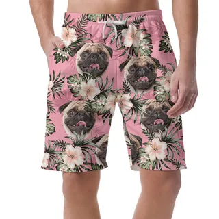 Puppy Pink Custom Hawaiian Men Short with Dog