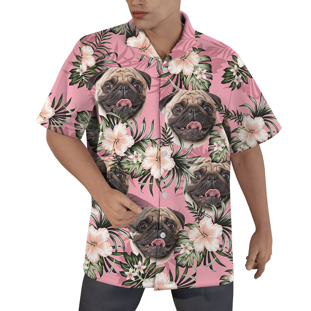 Pawsitively Pink Custom Hawaiian Men Shirt with Dog - variant image 1