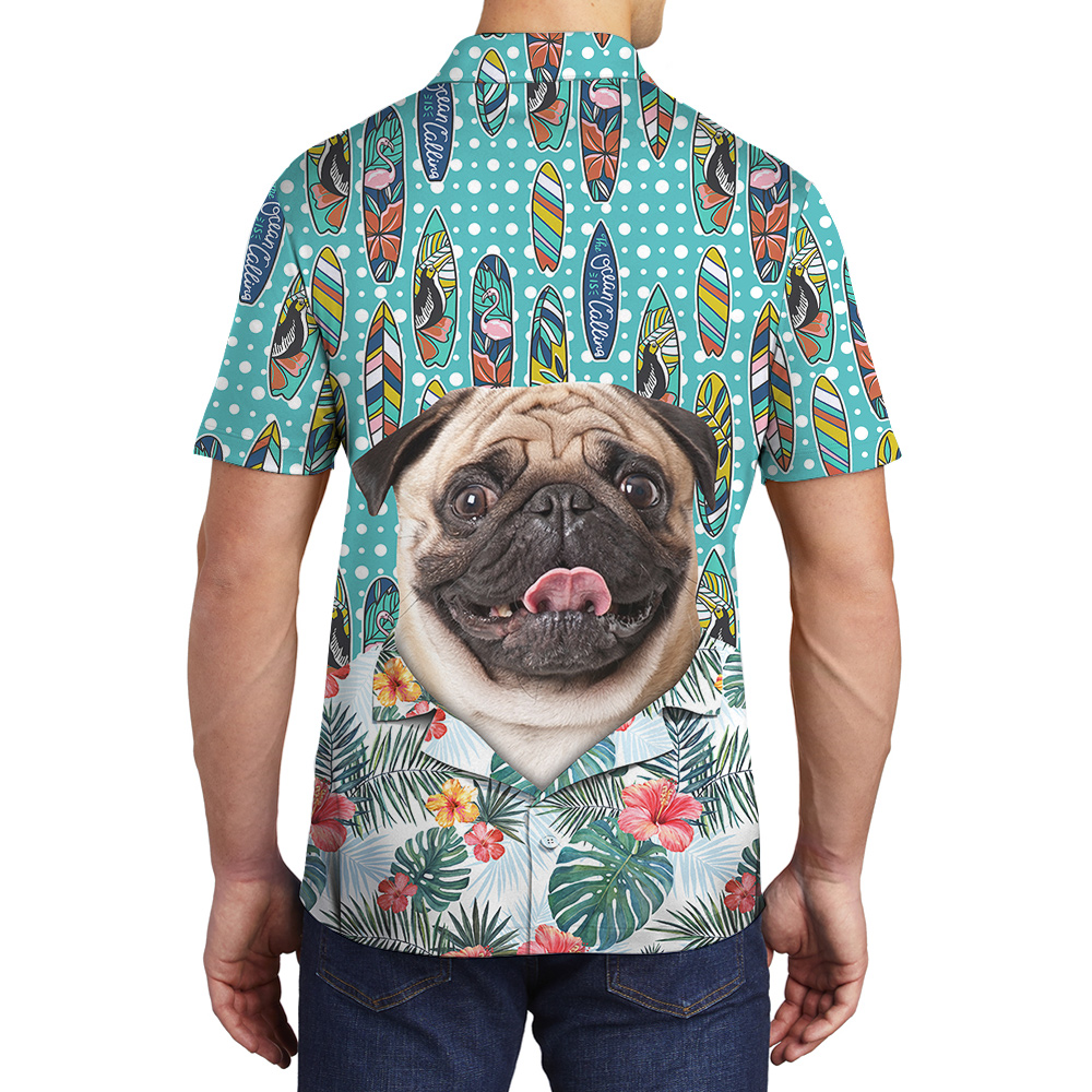 Puppy Board Custom Hawaiian Polo Shirt with Dog - variant image 1