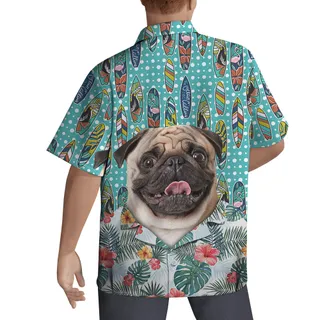 Wave Rider Doggie Custom Hawaiian Men Shirt with Dog