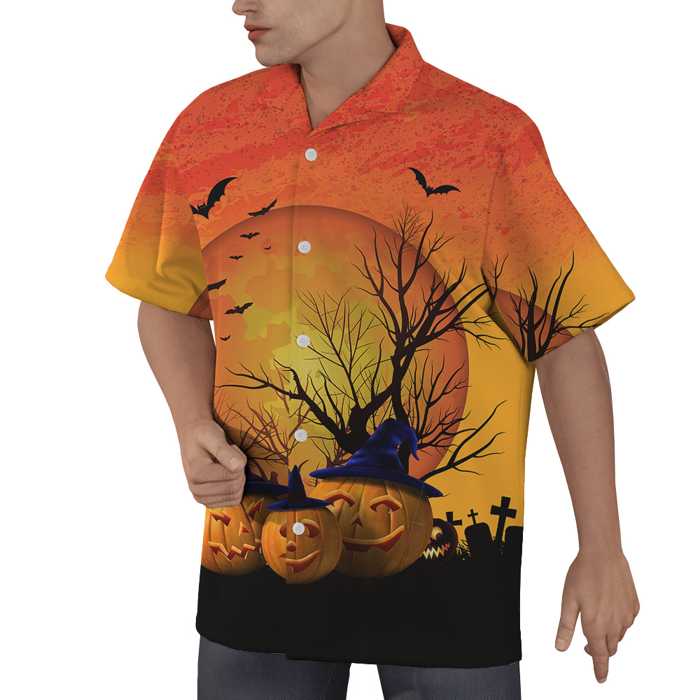 Spooky Pup Custom Hawaiian Men Shirt with Dog Face