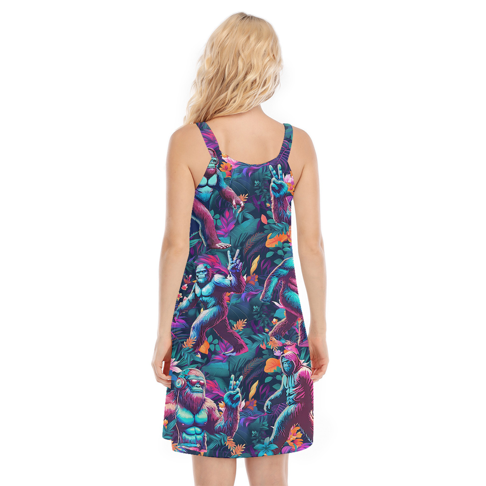 Purple Tropical Bigfoot Hawaiian Cami Dress