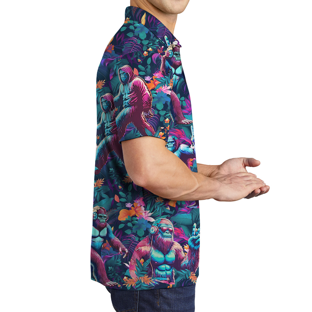 Tropical Sasquatch Purple Hawaiian Polo Shirt For Men
