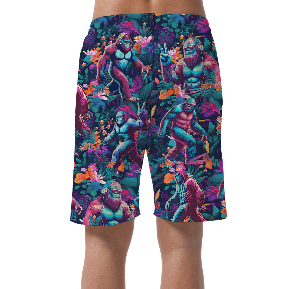 Cool Bigfoot Tropical Aloha Beach Shorts For Men