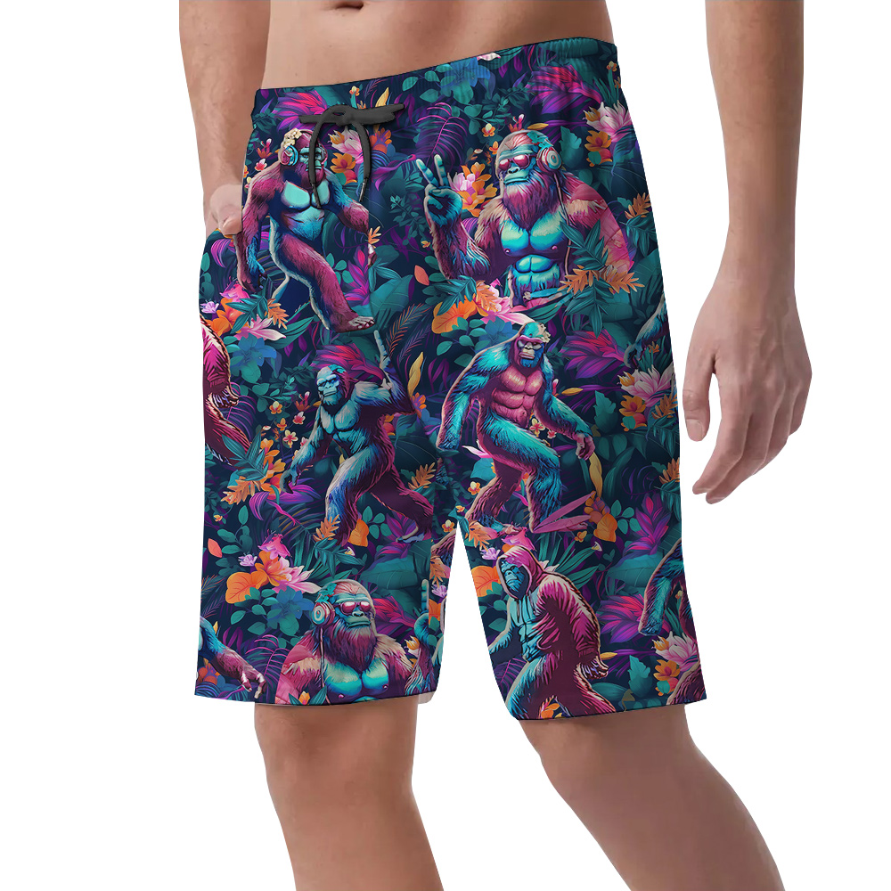 Cool Bigfoot Tropical Aloha Beach Shorts For Men