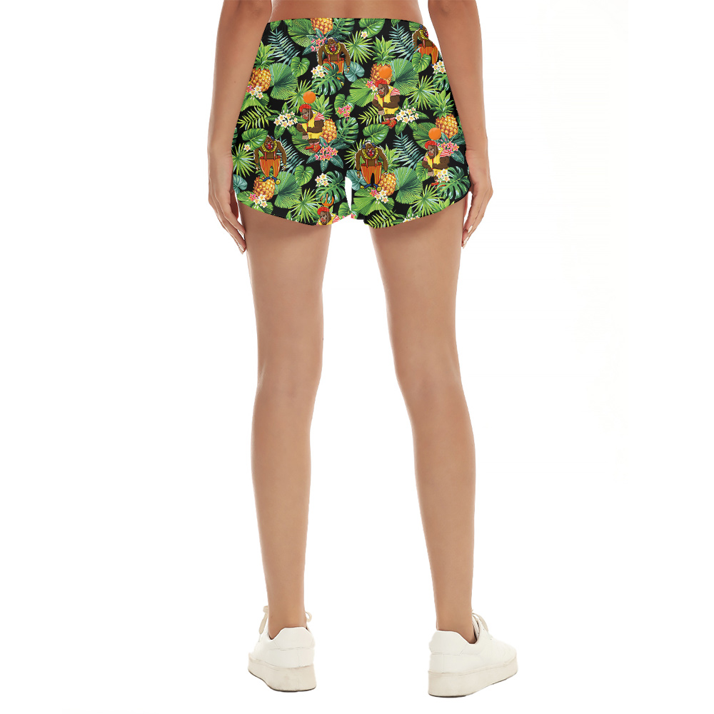 Tropical Bigfoot Clown Pineapple Hawaiian Beach Shorts For Women