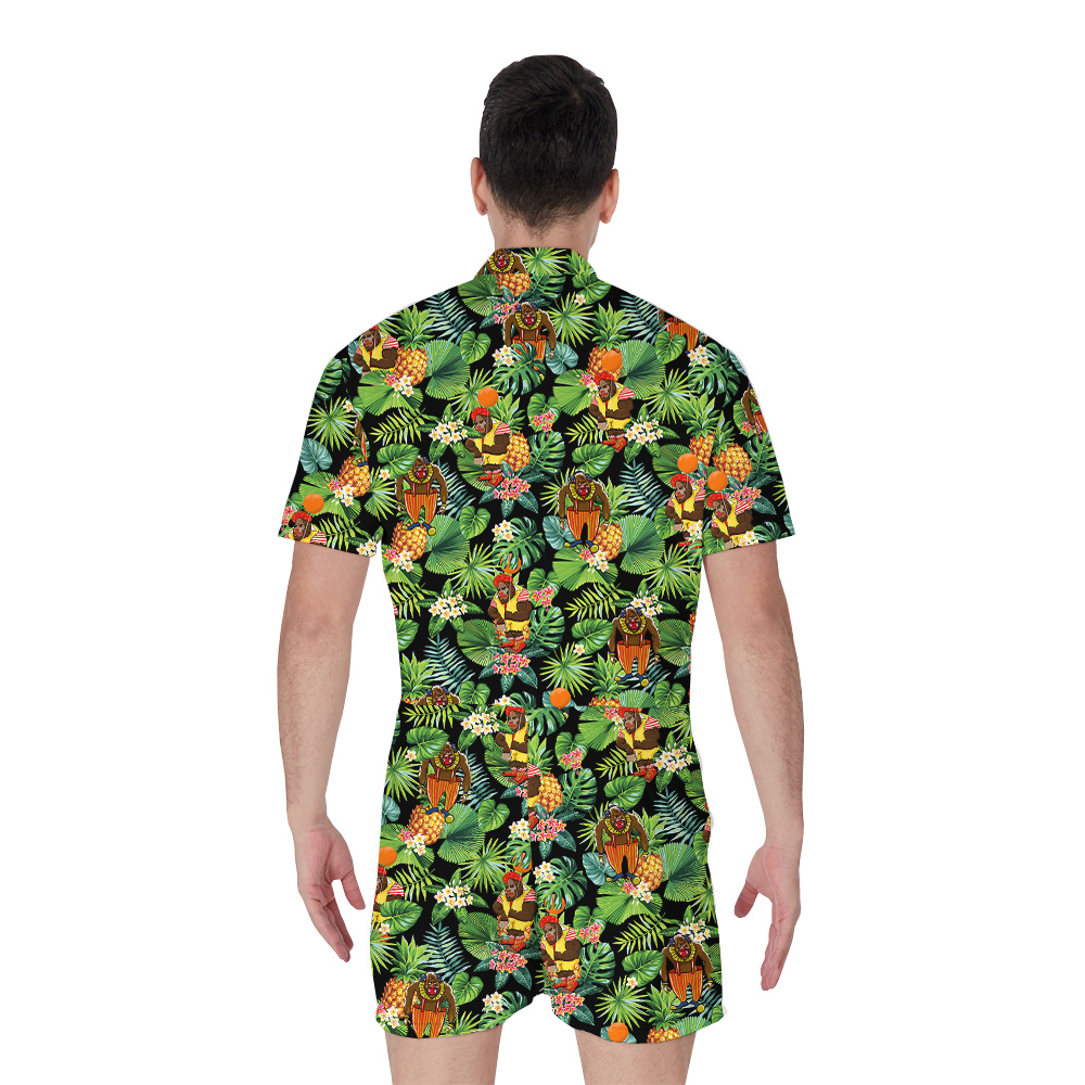 Tropical Bigfoot Clown Hawaiian Romper For Men
