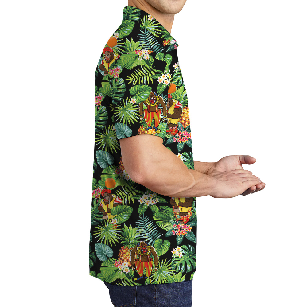 Funny Sasquatch Clown Tropical Hawaiian Polo Golf Shirt