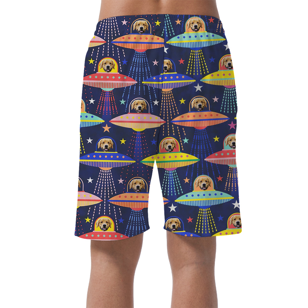 UFO and Doggie Custom Hawaiian Short with Dog Face