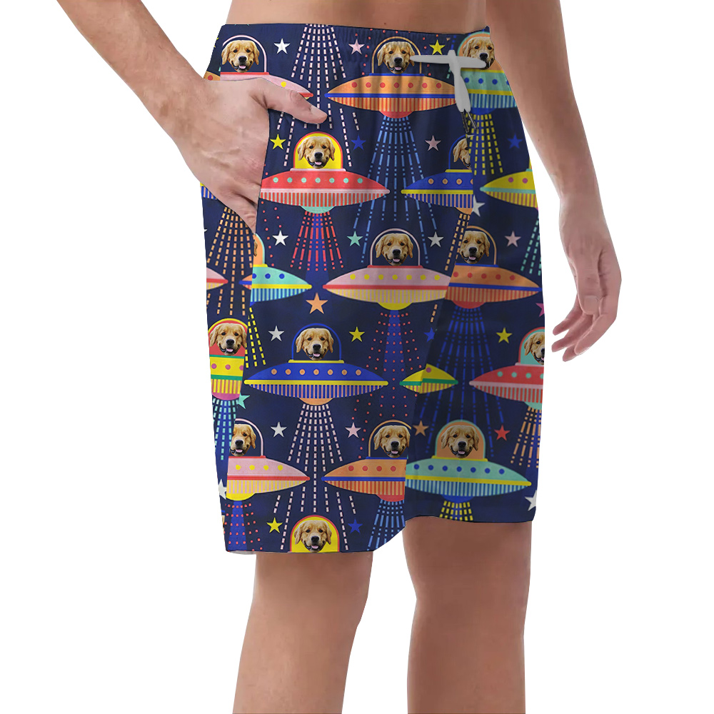 UFO and Doggie Custom Hawaiian Short with Dog Face