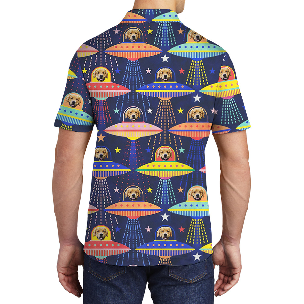 Dog Star Voyagers Custom Hawaiian Polo Shirt with Dog Face