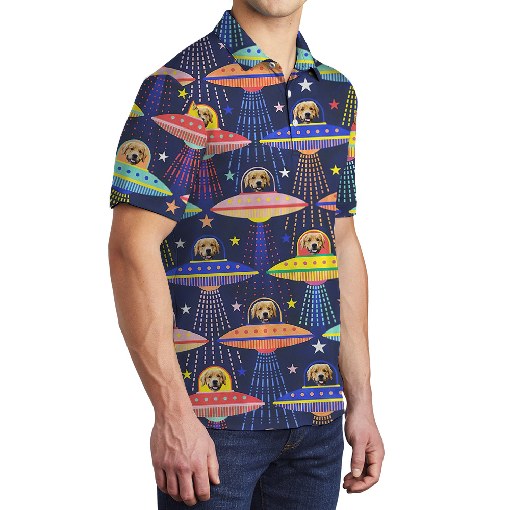 Dog Star Voyagers Custom Hawaiian Polo Shirt with Dog Face