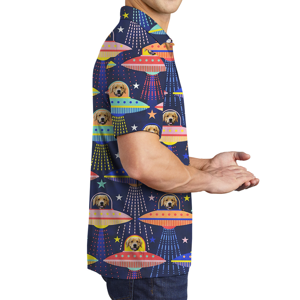 Dog Star Voyagers Custom Hawaiian Polo Shirt with Dog Face