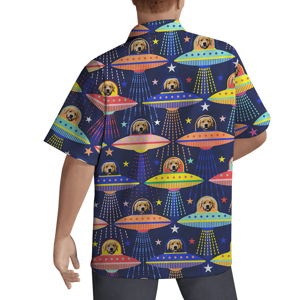 Dog Star Voyagers Custom Hawaiian Men Shirt with Dog Face