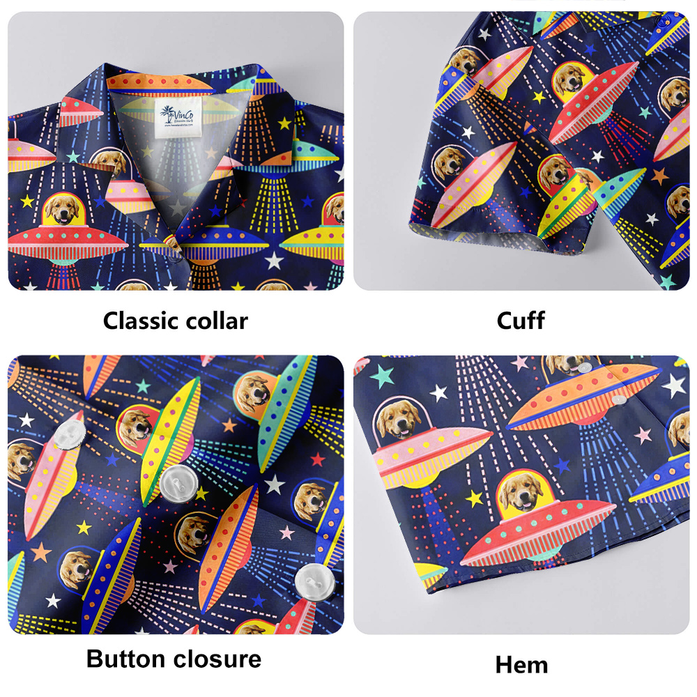 Dog Star Voyagers Custom Hawaiian Men Shirt with Dog Face