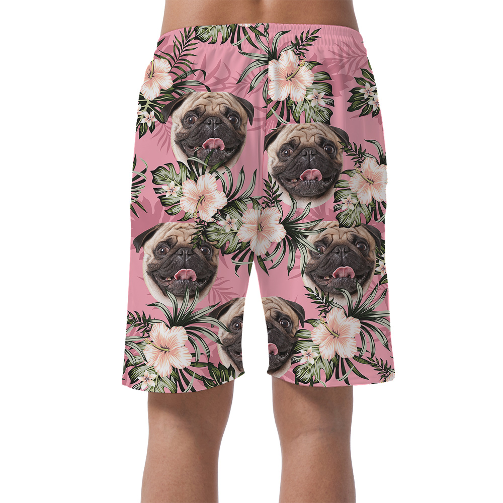 Puppy Pink Custom Hawaiian Men Short with Dog