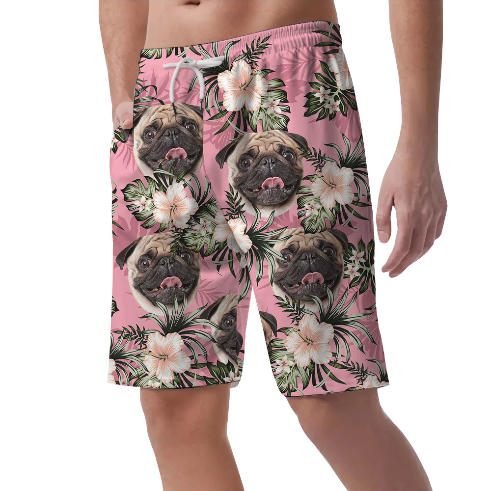 Puppy Pink Custom Hawaiian Men Short with Dog