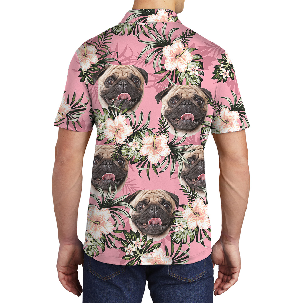 Pawsitively Pink Custom Hawaiian Polo Shirt with Dog